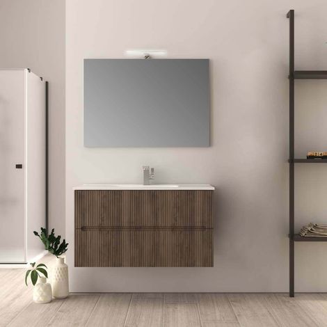 Mobile da bagno Noce 100 cm cannettato Riga (1/5)