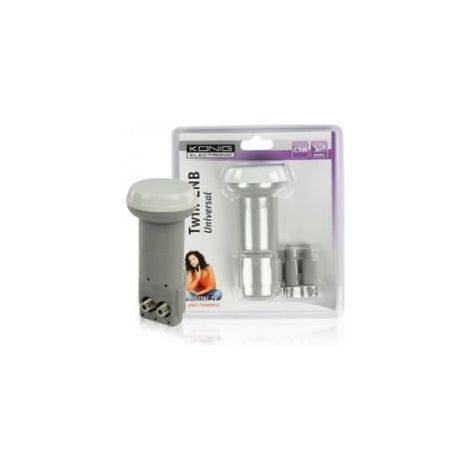 Tête LNB Twin - Konig - Modèle Double Sorties - Rapport Signal/Bruit 0.3dB - 2 Sorties - Diamètre 40mm (1/4)