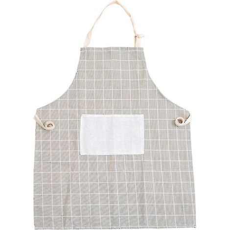 Tablier de cuisine en coton et lin pour femme adulte, accessoire de cuisine à carreaux (1 pièce) (1/5)