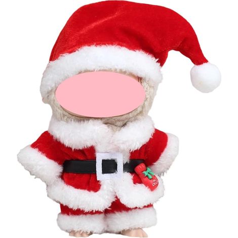 Ensemble de déguisement de Père Noël pour poupées de 17 cm, vêtements festifs rouges et blancs avec chapeau et mini-chaussette, idéal pour les fêtes de Noël (poupée non incluse). (1/4)