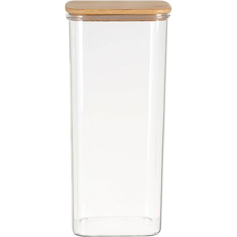 Bocal De Stockage Alimentaire - Bocal Transparent Hermetique Pour Pates Riz Sucre Farine - Couvercle En Bois Avec Joint Etanche - Capacite 1500 Ml (1/5)