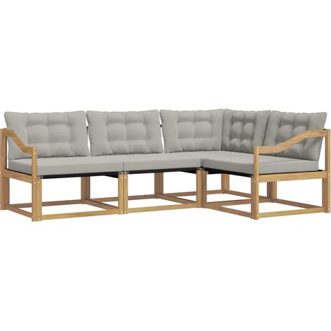 Set di divani da esterno 4 pcs Bianco e Grigio Chiaro vidaXL (1/5)