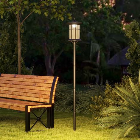 184 cm hohe Solar-Gartenleuchte, IP44 LED-Außenlaterne, Schwarz
