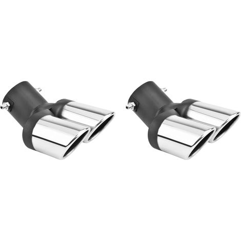 Convient pour 2 silencieux d'échappement universels automobiles en acier inoxydable de 63 mm à double sortie, silencieux de tuyau d'échappement avec grille, noir.