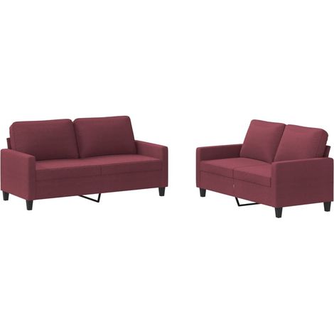 Maison Exclusive - Ensemble de canapés 2 pcs avec coussins Rouge bordeaux Tissu (1/5)