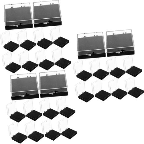 30 Pièces boite boite rangement boite de rangement box de rangement bacs étiquette badge meuble vitrine étui de transport pour insigne vitrine d'épinglettes Plastique Black (1/5)