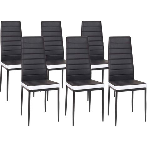 Set di 6 sedie da pranzo ROMANE nere con fascia bianca (1/5)