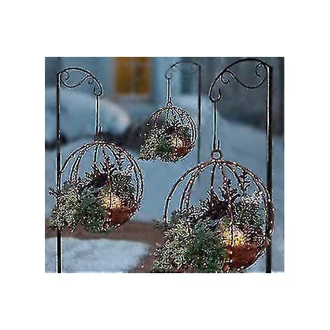 Panier suspendu de Noël artificiel, décorations floquées, avec décorations variées et lumières LED (1/5)