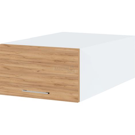 Meuble haut grande profondeur de cuisine Bellissi Chene 1 porte relevable L 60 cm - Porte avec poignée apparente Décor chêne brut (1/5)