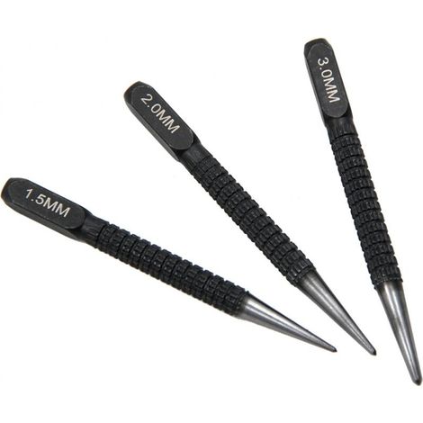 Jeu de 3 pointeaux en acier à haute teneur en carbone (1,5 mm / 2 mm / 3 mm) – Outil de traçage pour métal et bois (1/4)