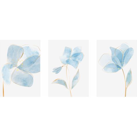 Ensemble d'affiches - fleurs aquarelles bleues PLN005 (1/5)