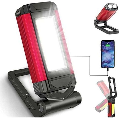 Lampe de Travail Rechargeable Puissante, Baladeuse LED Lampe Atelier avec Base Magntique, Lampe Torche avec IPX6 tanche, Garage et Camping (1/4)
