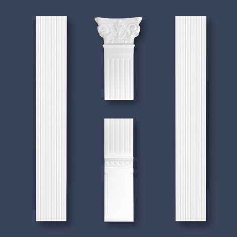 MARBET DESIGN Pilastro Styrofoam Parete Pila Stucco Decorazione Colonna Flauto: PL-01 (de), weiß (de) (1/4)