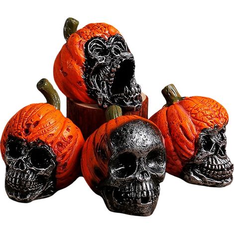 Decorazione a forma di teschio, resina di alta qualità, design realistico per Halloween, multicolore (1/4)
