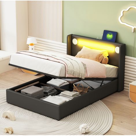 Kinderbett 90x200 mit Stauraum, USB und Bluetooth OKMYHOME (1/5)
