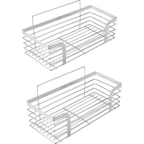 M34036A, shower shelf, no-drill shower shelf, hanging shower basket, stainless steel shower basket, soap dish, gray (1/2)