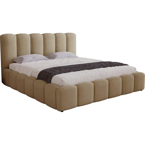 Lit capitonné 200x200 Florent avec cadre en métal- tissu velours, rangement - Brun (Magic Velvet 2206) (1/5)