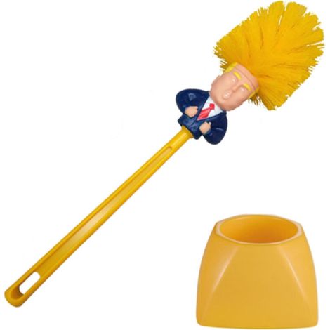 Brosse de toilette jaune - avec porte-brosse –kit de nettoyage pour salle de bain (1/5)