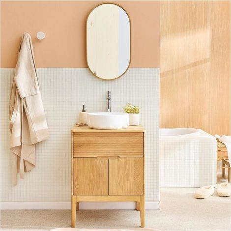 Conjunto mueble lavabo simple 60 cm + lavabo + grifo + espejo ALASKA
