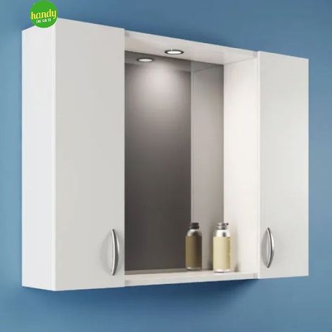 Specchiera bagno con due ante e faretto integrato l=77cm h=57cm p=16cm SAVINI DUE