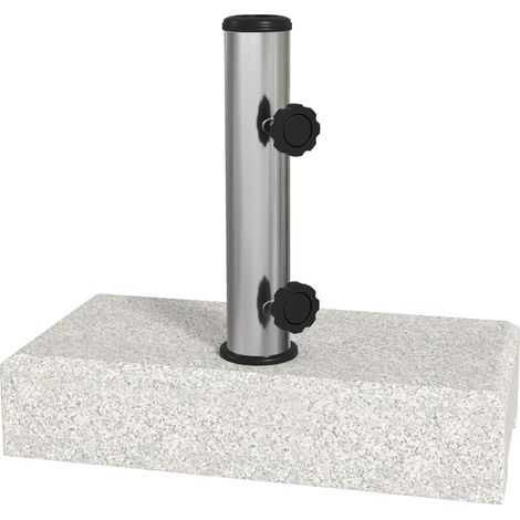 Pied de parasol 25 kg, support pour parasols semi-circulaires à mât de Ø 32/38/48 mm, pour jardin ou balcon, en granit gris, 45 x 22,5 x 40 cm