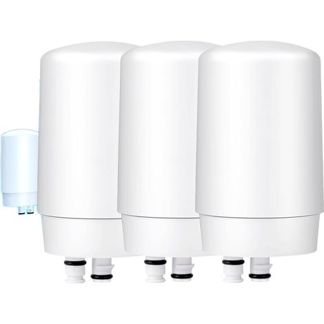 Paquete de 3 cartuchos de filtro para purificador de agua de grifo de cocina con tecnología de carbón activado para eliminar sedimentos, color blanco. (1/5)