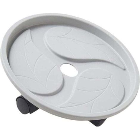 Support à plantes mobile rond avec roulettes, plateau et porte-pots de fleurs pour intérieur et extérieur, gris, 20 cm (8 pouces). (1/4)