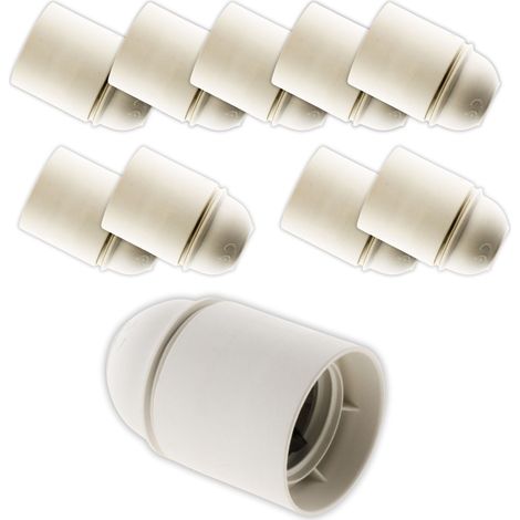 Lot de 10 douilles lisses sans bague E27 - blanc - Zenitech