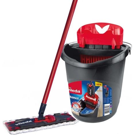 Mocio Vileda Ultramax rosso e grigio con secchio strizzatore