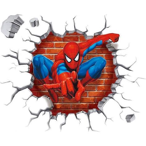 Stickers muraux Spiderman à faire soi-même, amovibles, pour chambre d'enfant, thème Spiderman, 50 x 50 cm. (1/4)