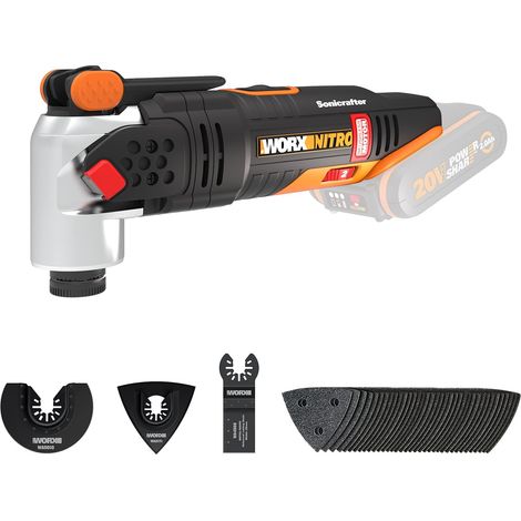 Worx WX693.9 Multifunzione ad Oscillazione Sonicrafter a Batteria 20V, Motore Brushless, Set di 39 pezzi, Velocità Di Oscillazione 8.000-18.000/min., Angolo di Oscillazione 4° - Solo Corpo Macchina (1/5)