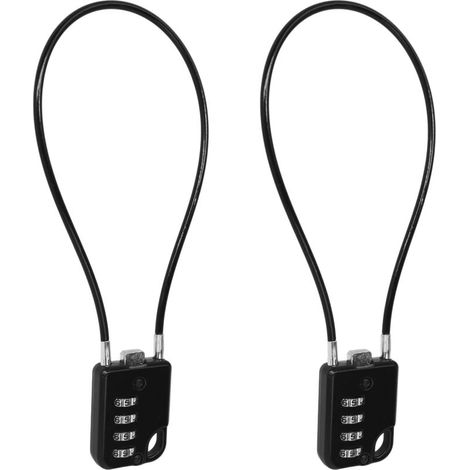 XEPHO Cadenas à combinaison 4 chiffres avec câble en acier 30 cm, serrure haute sécurité pour valises, bagages, coffres à outils, casques, robuste, compact, 2 pièces, pratique et fiable