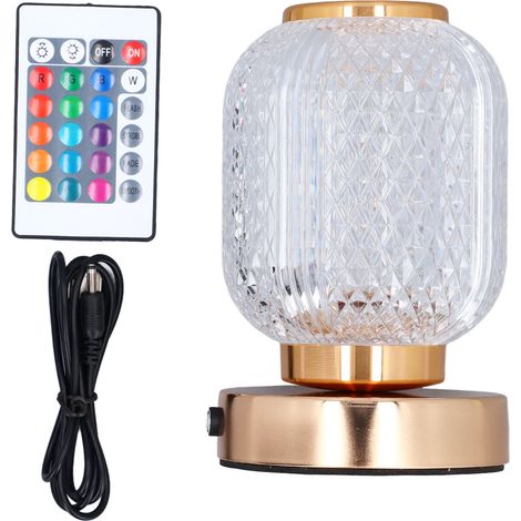 Ortviai Lampe de table en cristal LED RGB avec télécommande – design acrylique élégant, 16 x 10 cm, pour chambre ou salon (1/5)