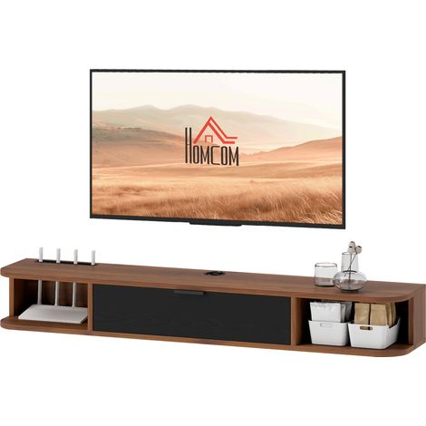 HOMCOM Mobile per TV fino 50" Sospeso con Cassetto, Ripiani e Foro per Cavi (1/5)