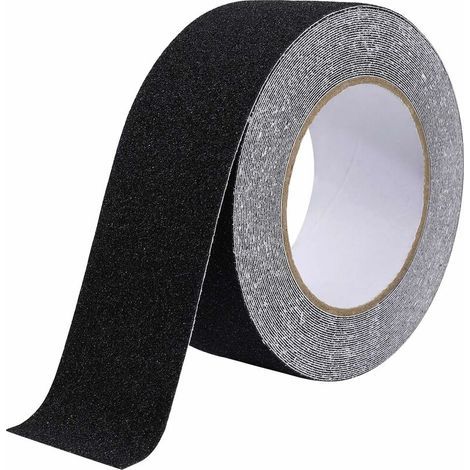 Cinta adhesiva antideslizante para escaleras, baja fricción, resistente a la abrasión para mayor seguridad, para escaleras de mano, para uso interior y exterior, alta adherencia, 5 cm x 10 m, negra (1/5)