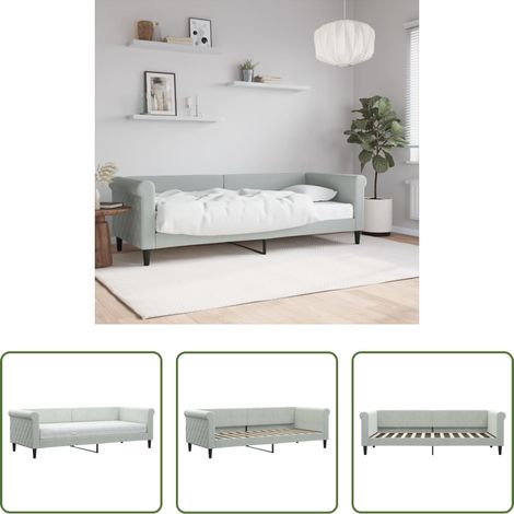vidaXL Sofa mit Matratze - Tagesbett mit Matratze Hellgrau 80x200 cm Samt (1/5)