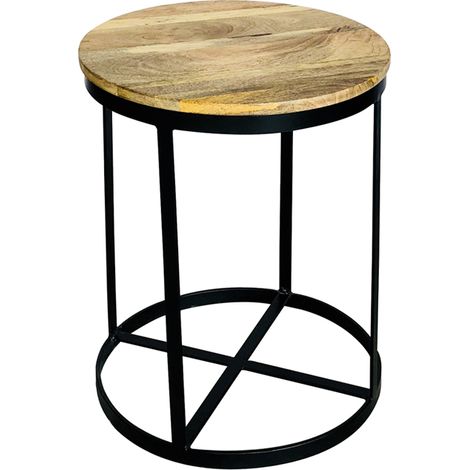 Ravi Top Large Round Stool Plain - Mango Wood - L47 x W47 x H60 cm - PP Sawn Finish