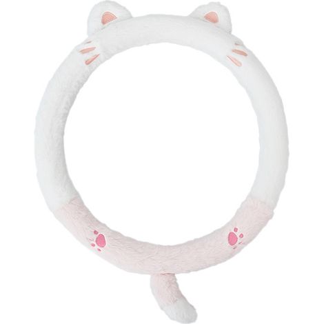 (Katze) Plüsch-Lenkradbezug fürs Auto, Universal-Lenkradbezug 15 Zoll (38 cm), Auto-Lenkradschutz, Auto-Lenkradbezug, Plüsch-Lenkradbezug