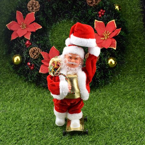 Santa Claus Sur Trottinette - Décoration Musicale De Noël - Fonctionne Avec Piles - Pour Intérieur Et Fêtes - 1 Pièce (1/5)