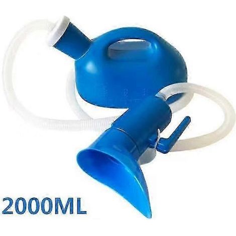 Men's Male Bed Urinal Potty Pee Bottle 2000ml Collector With 1.6m Tube (blue)