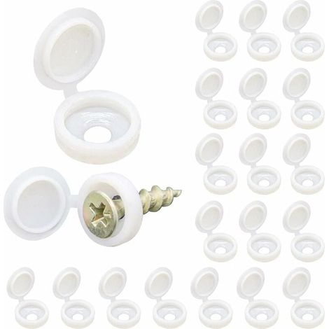 Ulisem Tapa para tornillos, 100 tapones para tornillos de plástico, tapa protectora para tornillos para el hogar, muebles, tapa para tornillos para paredes(Blanco) (1/5)
