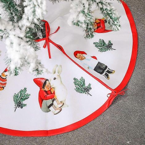 Jupe de sapin de Noël 90 cm, housse pour pied de sapin, décoration de sapin de Noël, jupe de sapin blanche pour sapin de Noël (1/5)