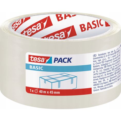 Ruban adhésif d'emballage TESA BASIC en PP transparent, 40 m x 45 mm (1/2)