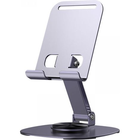 Support Téléphone Portable - Métal Entièrement Pliable - Rotation 360° - Compatible Smartphone et Tablette 4 à 11 Pouces - Gris Anthracite (1/5)