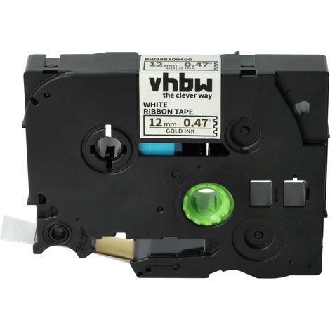 vhbw Label Tape Textile compatible with Brother PT 9600, 9700PC, 9800PCN, Cube, Cube+, 9500, 9500pc Label Printer 4m x 12 mm, Gold on White
