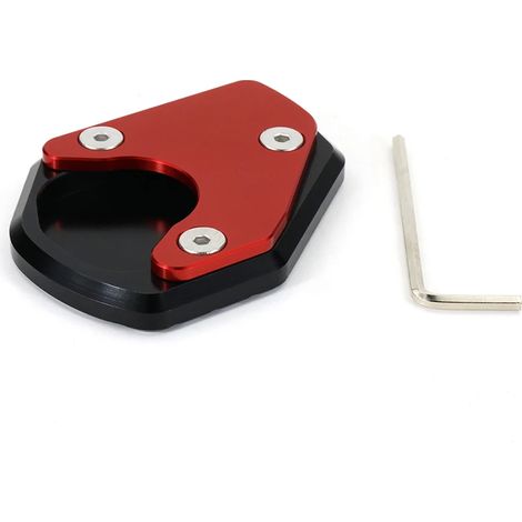 (Rouge et noir) Compatible avec la béquille latérale de moto Triumph Trident 660 (2021-2022) - Extension de béquille latérale - Plaque de renfort - Patin de béquille maxpower (1/4)