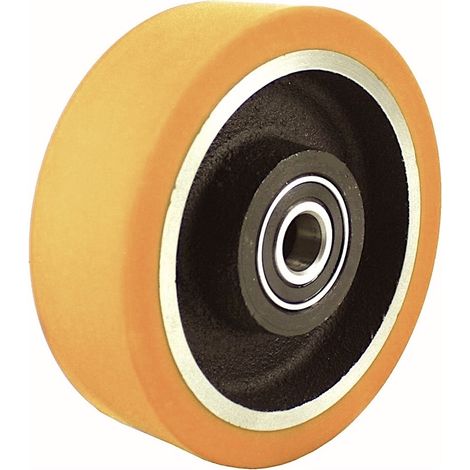Roue polyuréthane jante fonte 125 x 50 alésage 20 longueur de