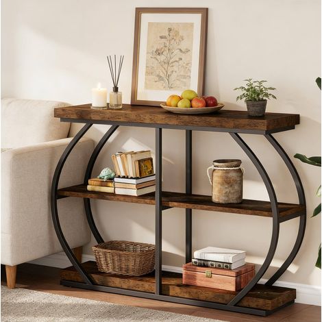 Mueble recibidor con 3 estantes metal y madera OKMYHOME (1/5)