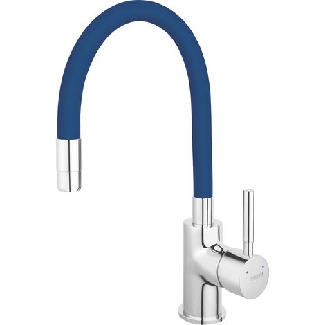 Zumba Küchenarmatur mit flexiblem blauem Auslauf, Chrom (1/2)