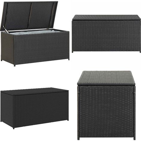 Boîte de rangement de jardin résine tressée 100x50x50 cm noir - Coffre De Rangement - Boîte De Rangement Extérieure - Rangement Jardin - Meuble De Jardin - Décoration Jardin - Home & Living